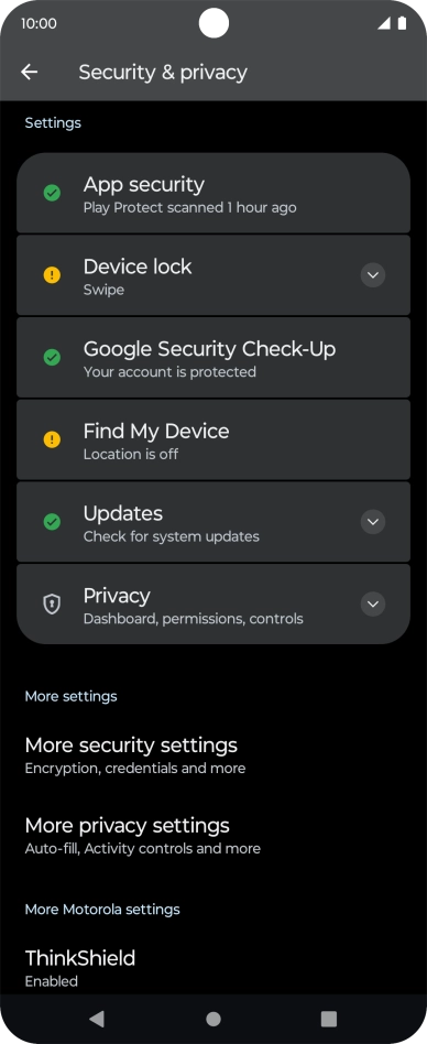 Press More security settings.