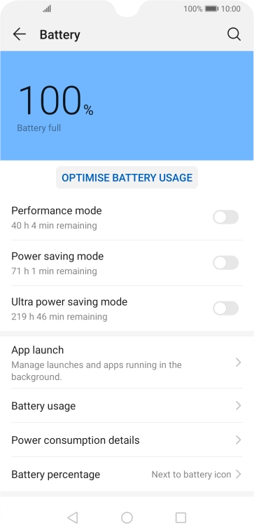 Press the indicator next to the required setting to turn on the function.