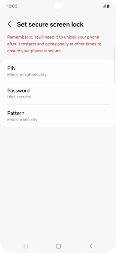 Press the required phone lock code and follow the instructions on the screen to create an additional phone lock code.