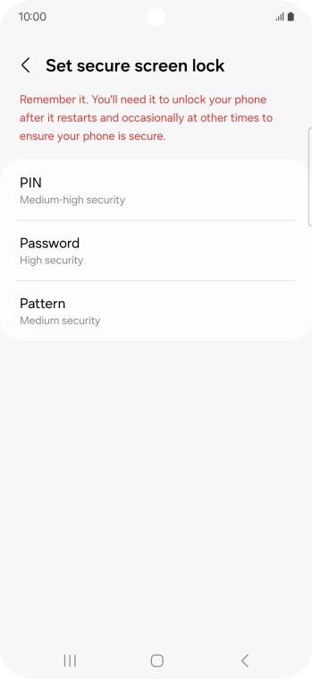 Press the required phone lock code and follow the instructions on the screen to create an additional phone lock code.