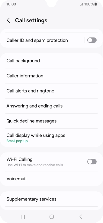 Press Supplementary services.