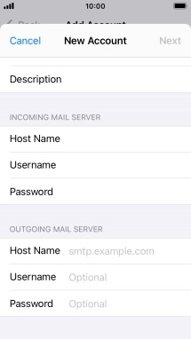 Press Host Name and key in the name of your email provider's outgoing server.