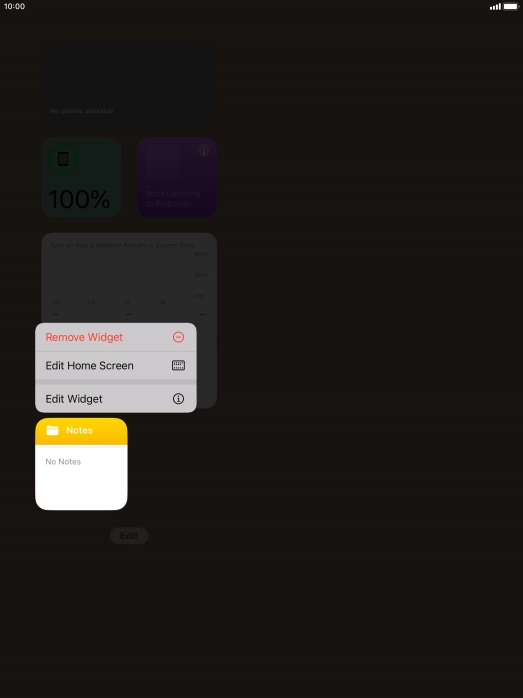 Press the required widget.