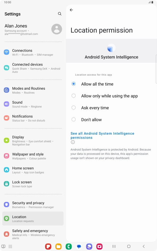 Press the required setting.