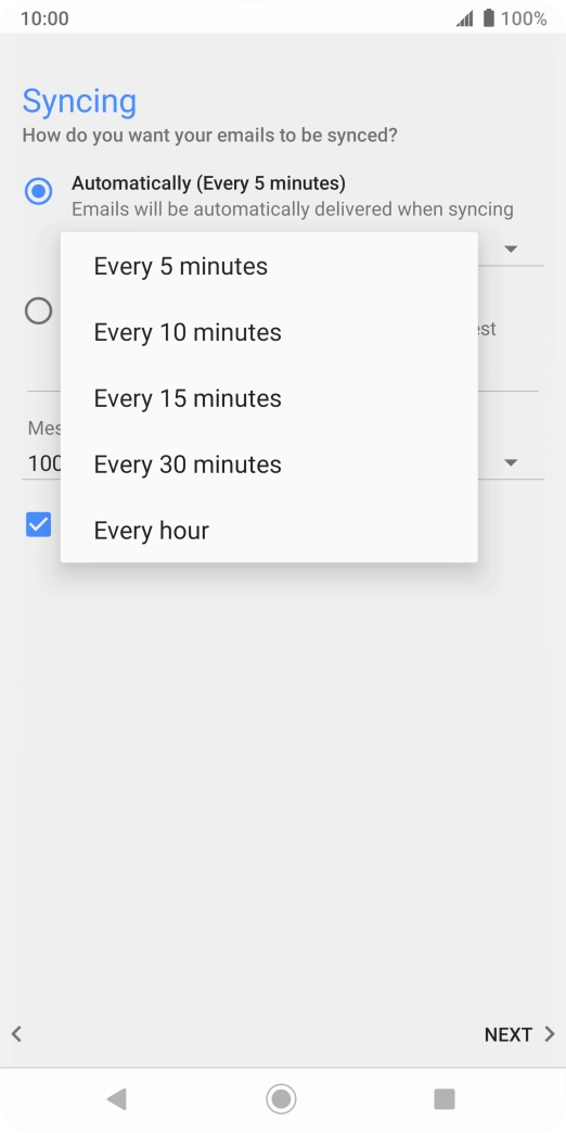 Press the required setting.