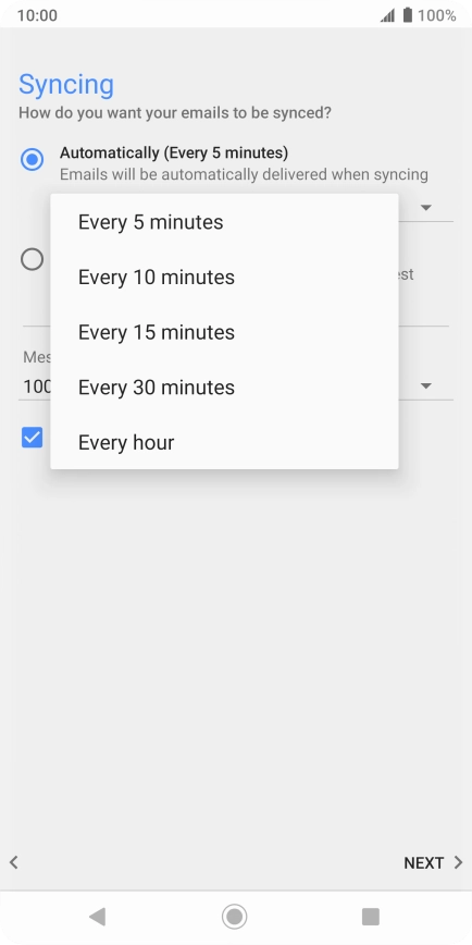 Press the required setting.