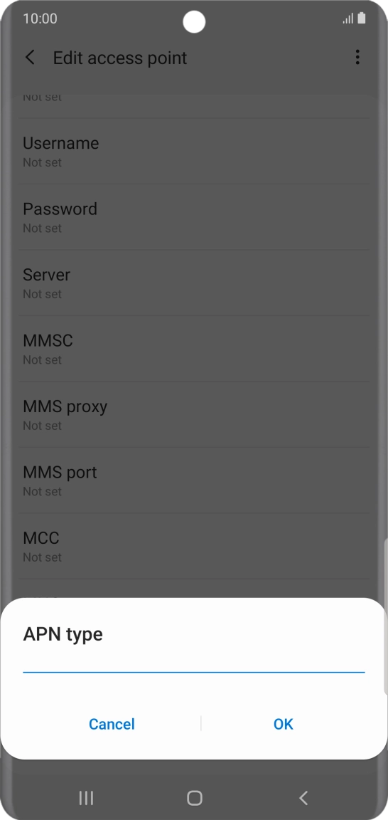 Key in default and press OK.