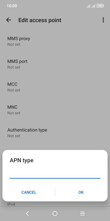 Key in default and press OK.