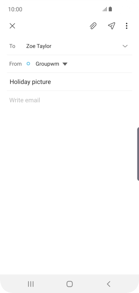 Press the text input field and write the text for your email.