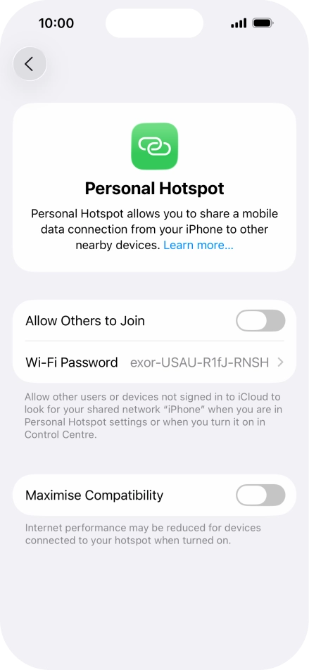 Press Wi-Fi Password and key in the required password.
