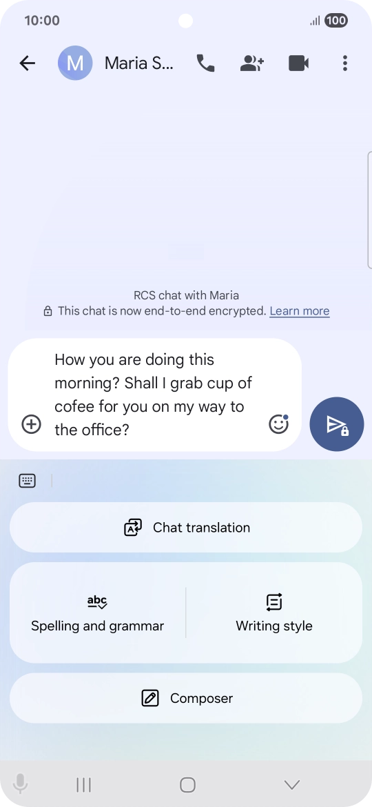 To change the writing style of your text, press Writing style and follow the instructions on the screen to use the function.