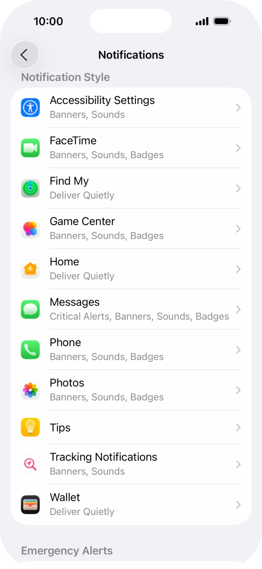 Press the required application.