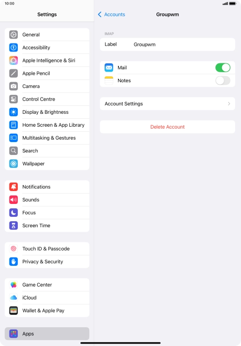 Press Account Settings.