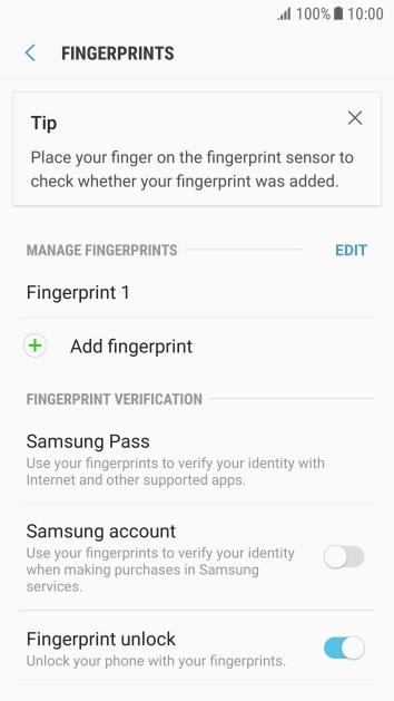Press the indicator next to 