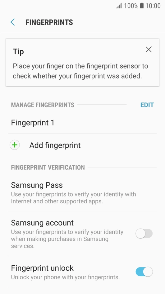 Press the indicator next to 