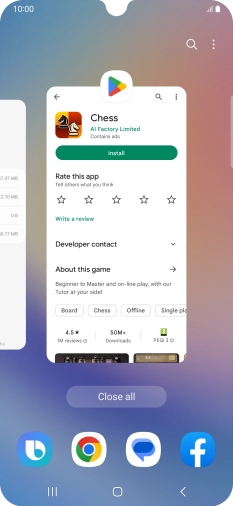 To end one running application, slide your finger upwards on the required application.