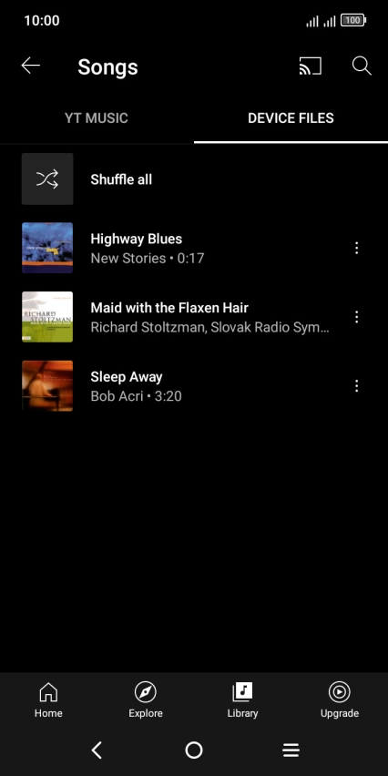 Press the required audio file.