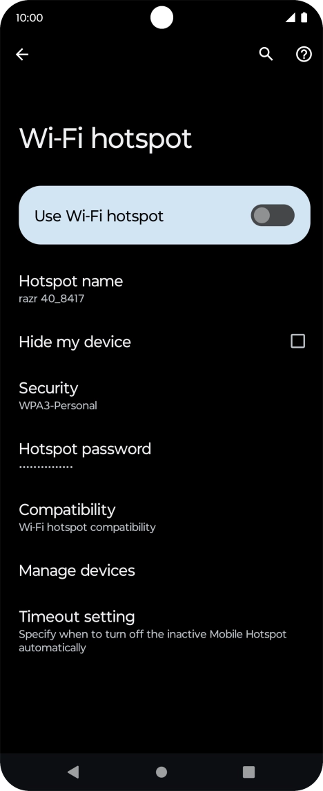 Press Hotspot password.