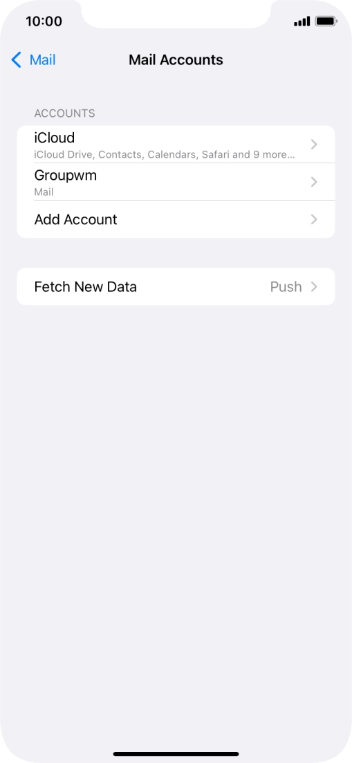 Press the name of the email account you've just set up.