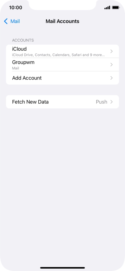 Press the name of the email account you've just set up.