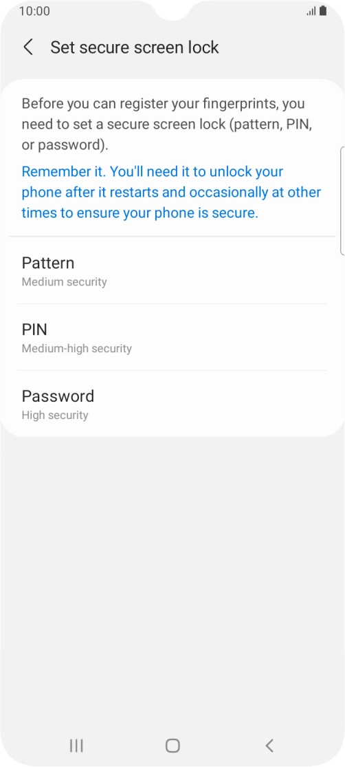 Press the required phone lock code and follow the instructions on the screen to create an additional phone lock code.