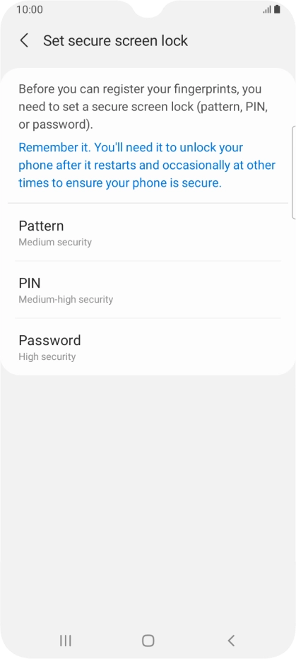 Press the required phone lock code and follow the instructions on the screen to create an additional phone lock code.