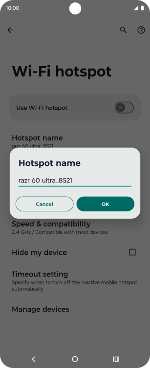 Key in the required Wi-Fi hotspot name and press OK.