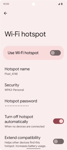 Press Hotspot password and key in the required password.