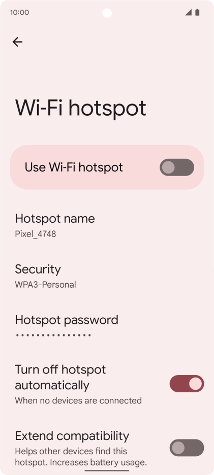 Press Hotspot password and key in the required password.