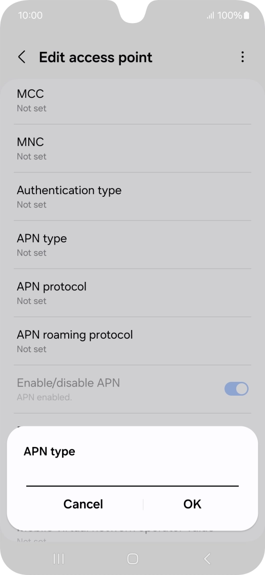 Key in default and press OK.