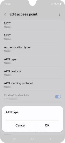 Key in default and press OK.