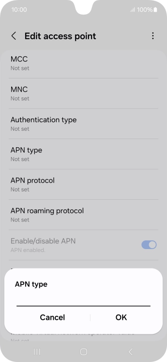 Key in default and press OK.