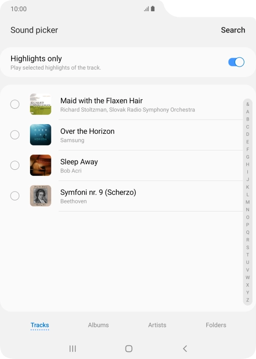 Press the required ring tones to hear them.