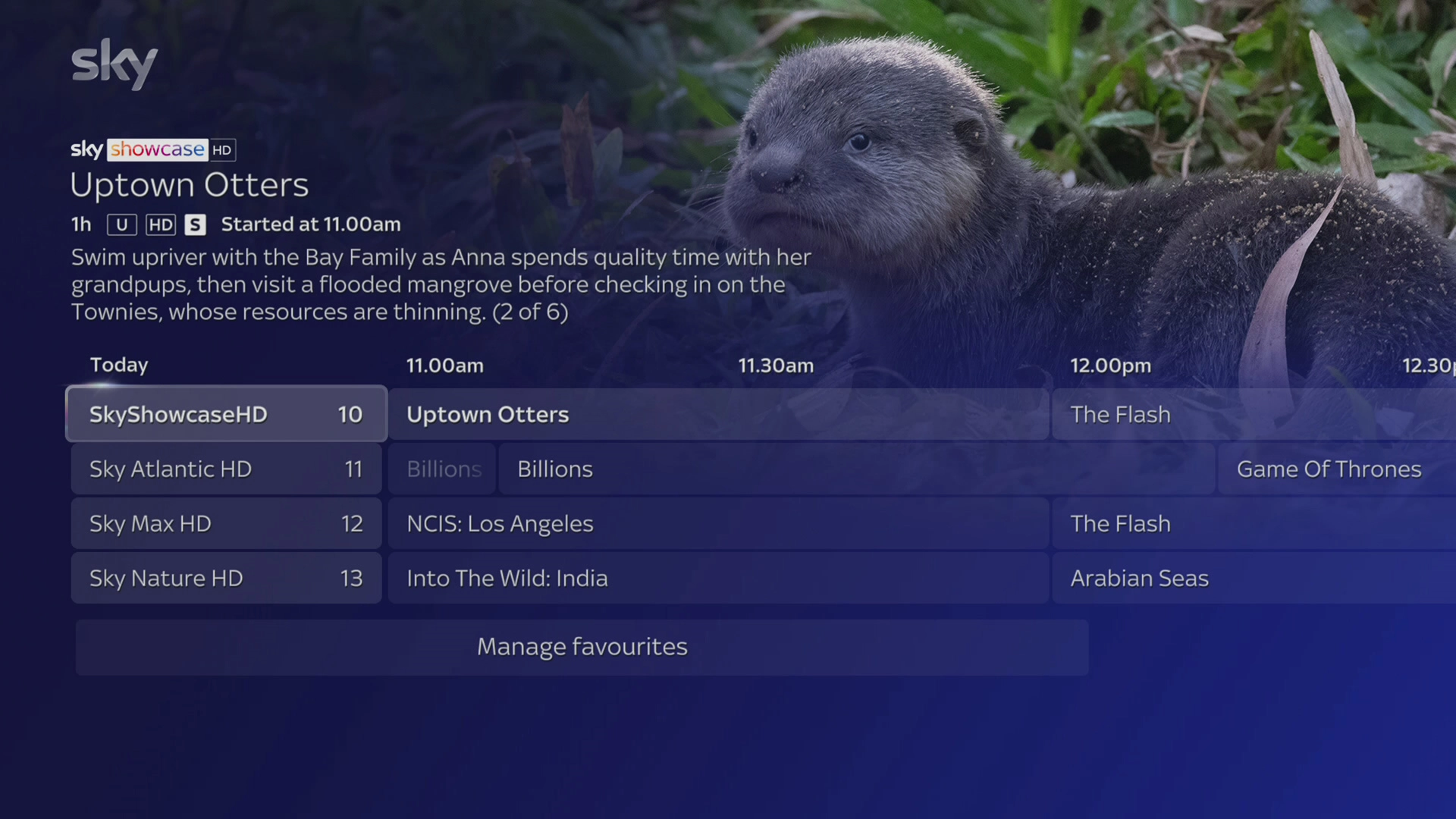 Your favourite TV channels are displayed.