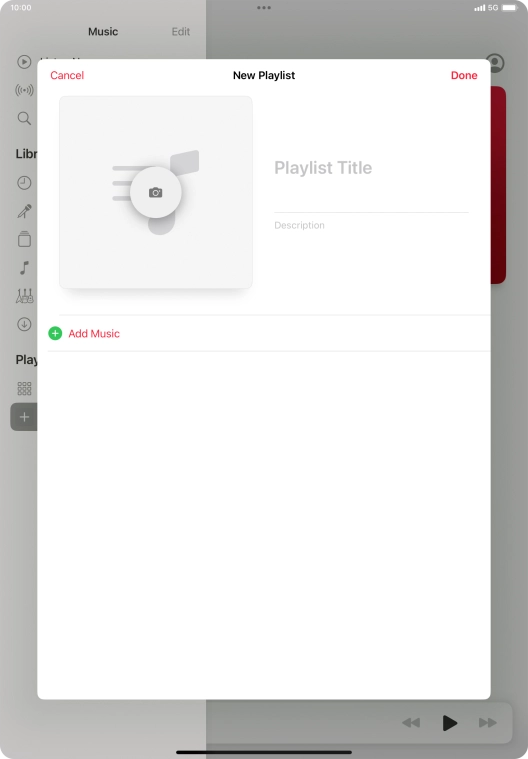 Press the text input field and key in a name for the playlist.