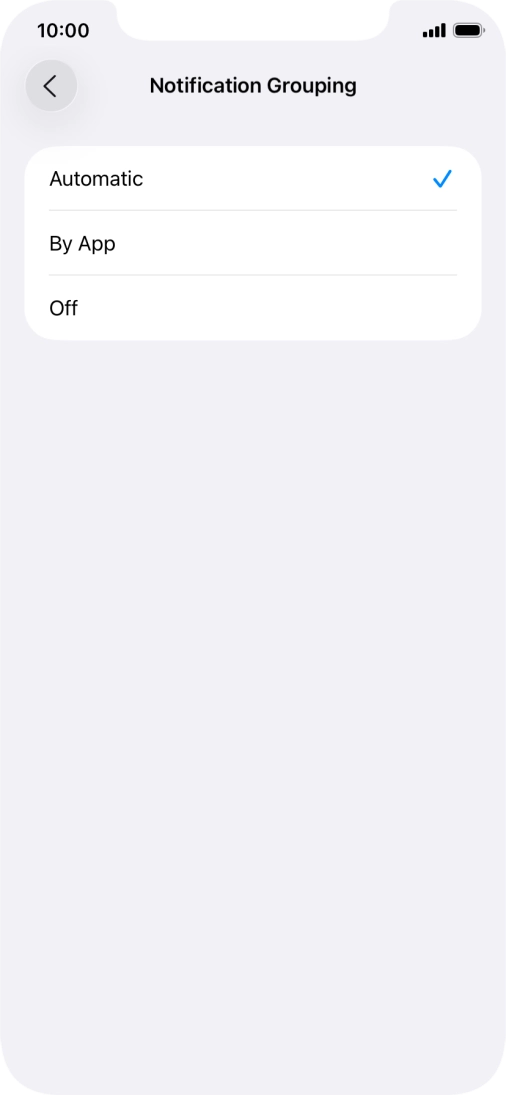 Press the required setting.