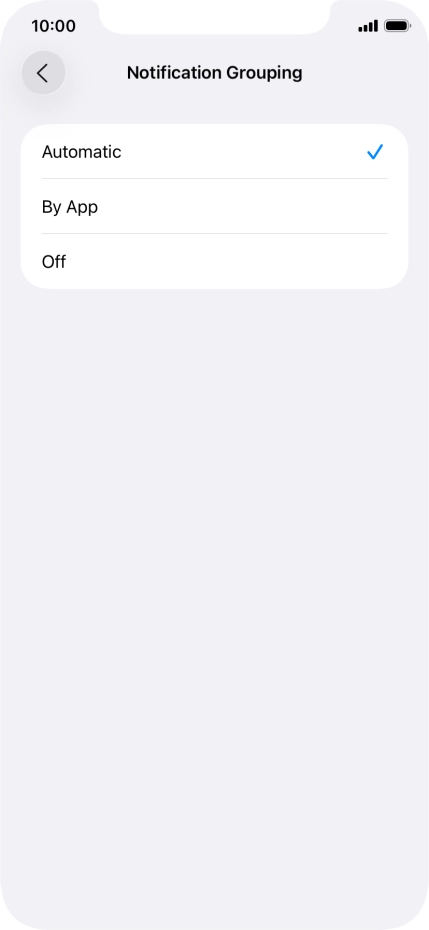 Press the required setting.