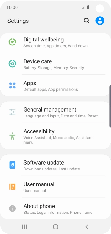 Press Software update. If a new software version is available, it's displayed. Follow the instructions on the screen to update the phone software.
