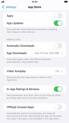 Press the indicators next to the required content types to turn the function on or off.