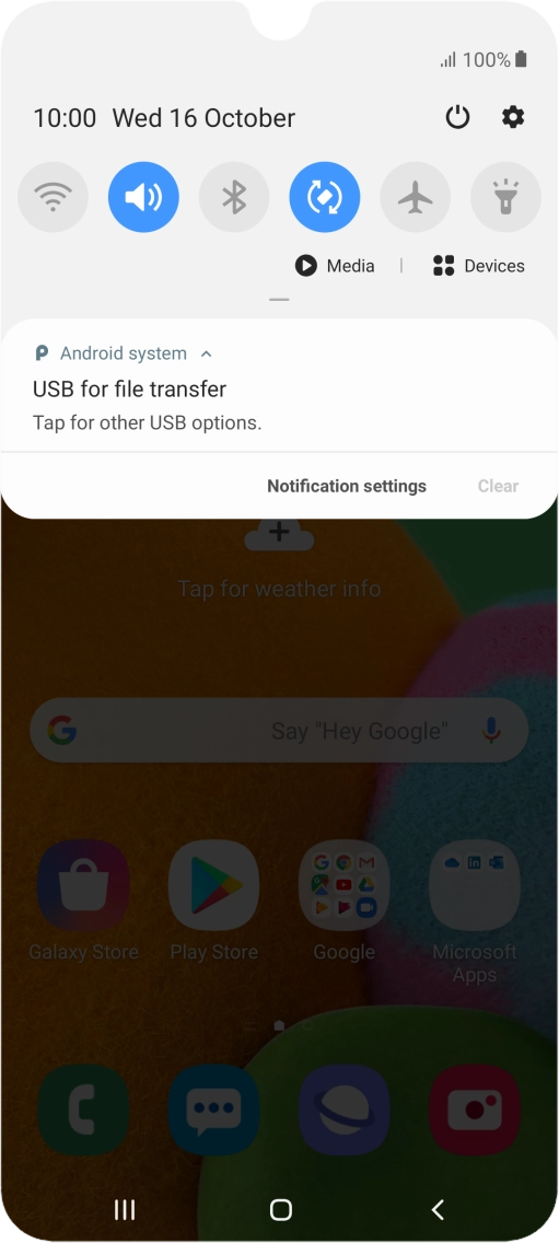 Press Tap for other USB options..