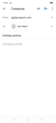 Press the text input field and write the text for your email.
