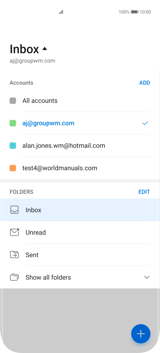 Press the required email account.