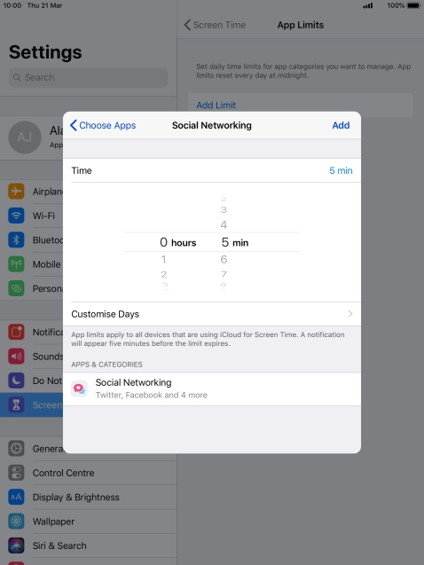 Press Customise Days.