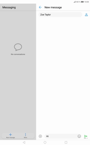 Press the send icon when you've finished your SMS.