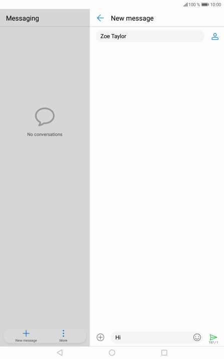 Press the send icon when you've finished your SMS.