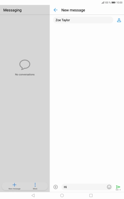 Press the send icon when you've finished your SMS.