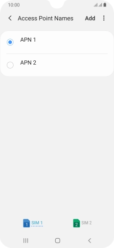 Press the field next to the data connection to activate it.