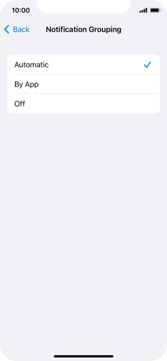 Press the required setting.