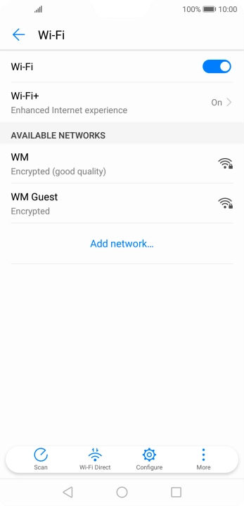 Press the required Wi-Fi network.