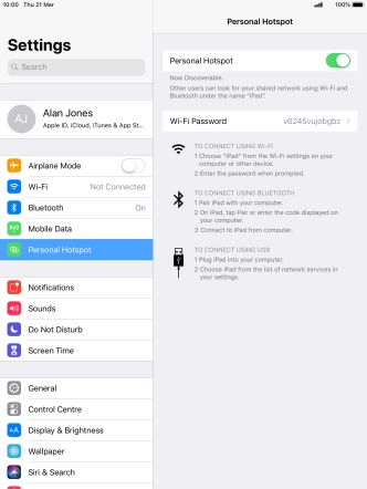 Press Wi-Fi Password and key in the required password.